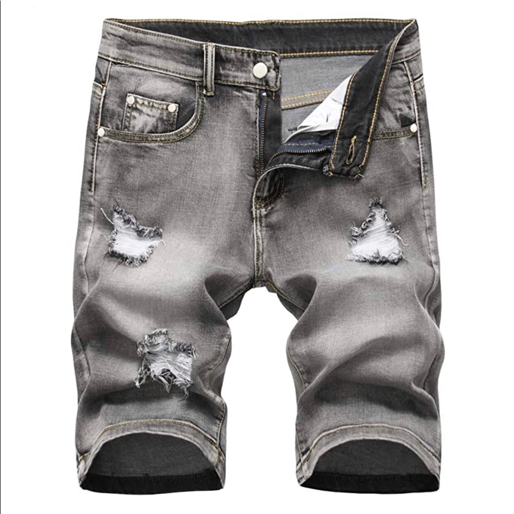 NEW #303 Men’s Gray Distressed Jean Shorts